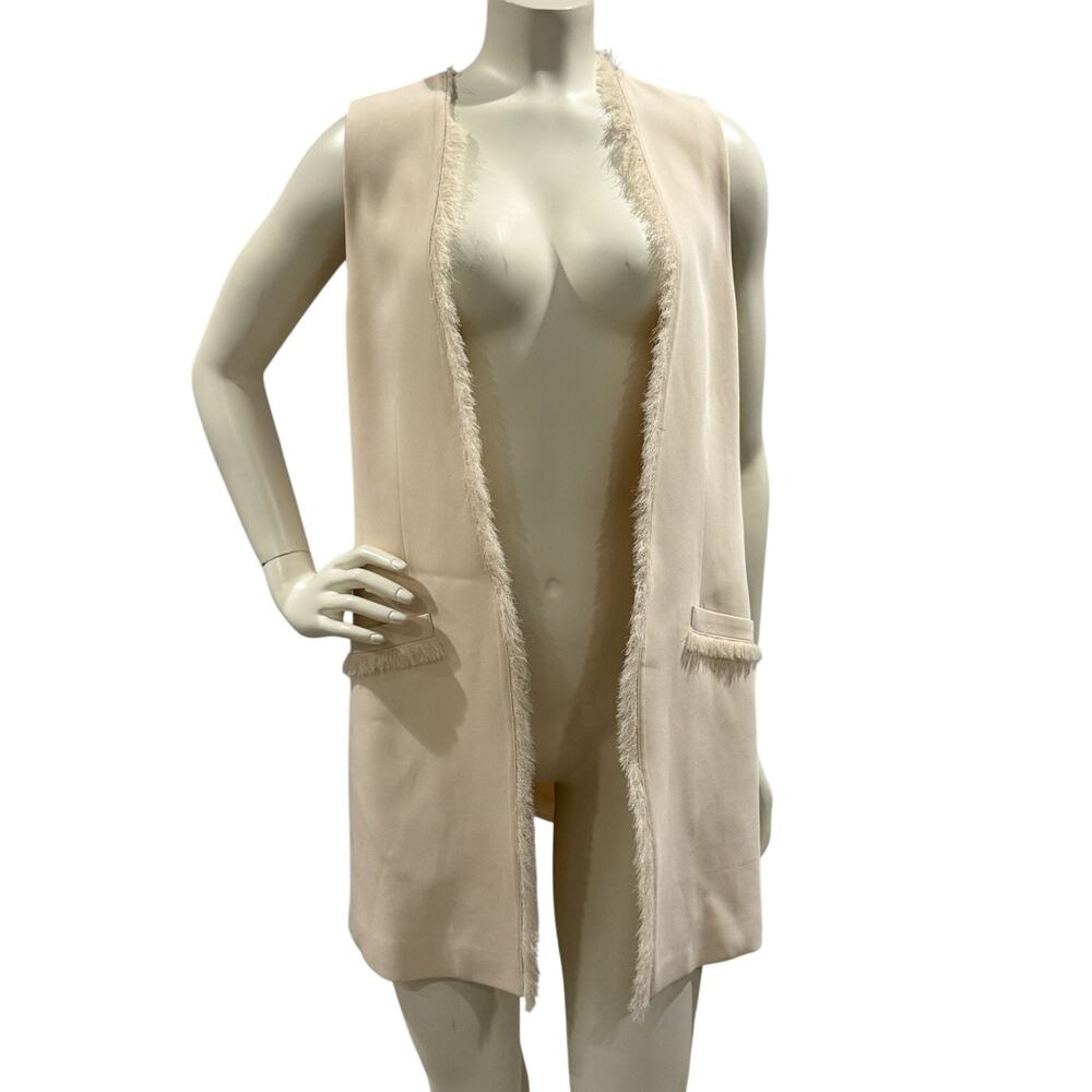 Elizabeth and James Ivory Tailored Fringe Vest Chic Career Luxury Women's Sz XS
